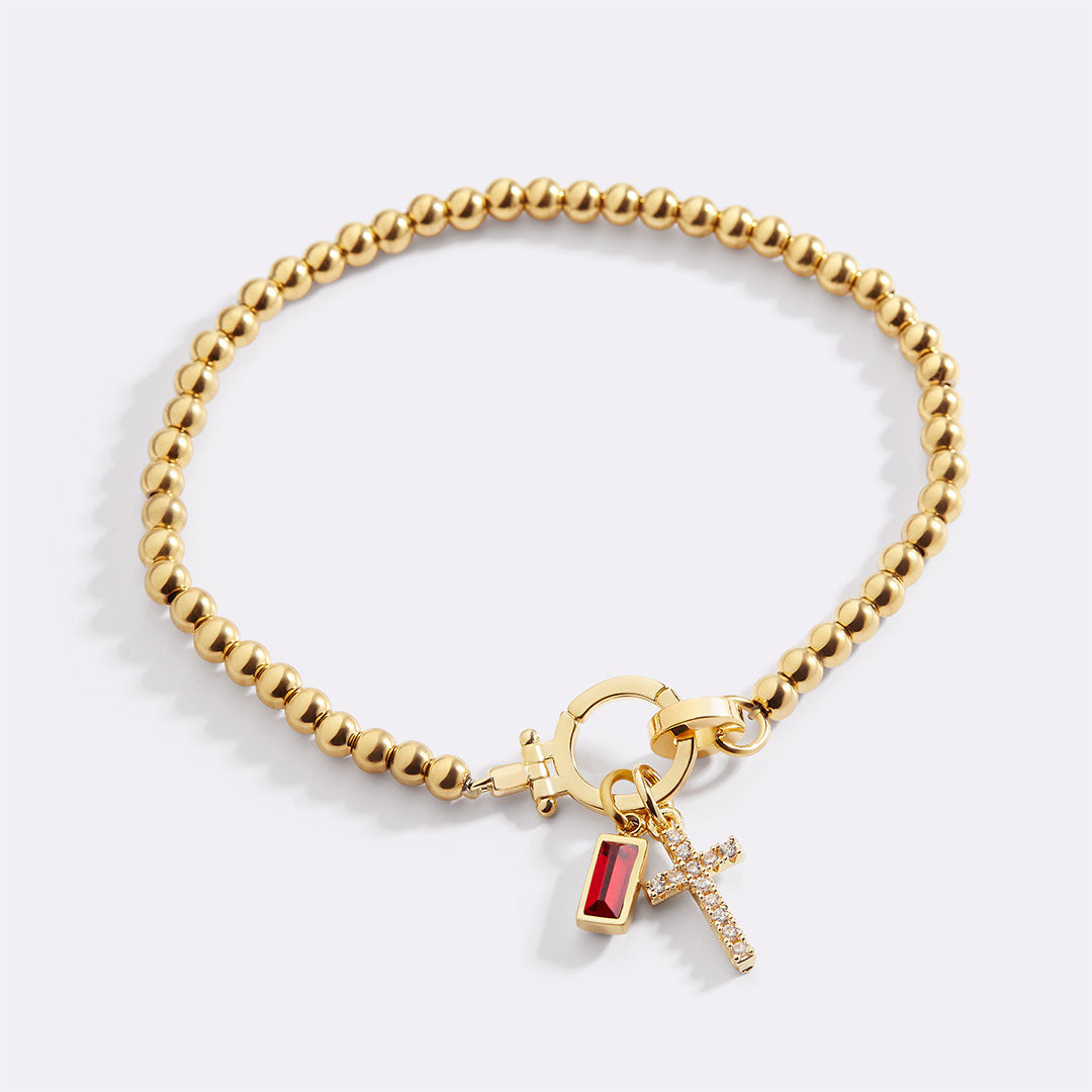 Mint & Lily Cross Charm Birthstone Bracelet