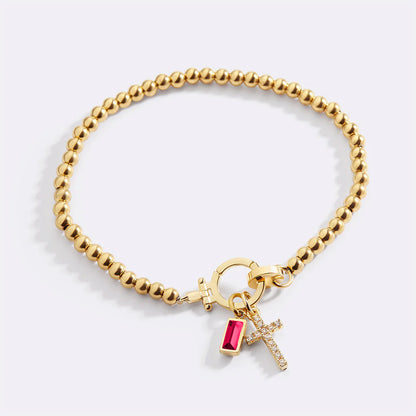 Mint & Lily Cross Charm Birthstone Bracelet