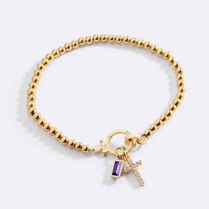 Mint & Lily Cross Charm Birthstone Bracelet
