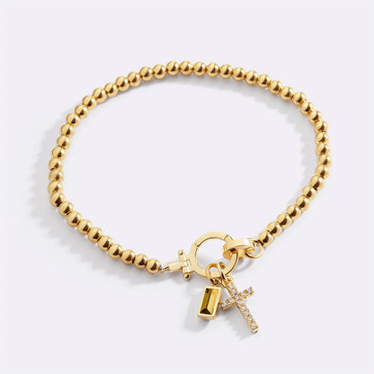 Mint & Lily Cross Charm Birthstone Bracelet