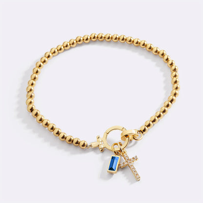 Mint & Lily Cross Charm Birthstone Bracelet