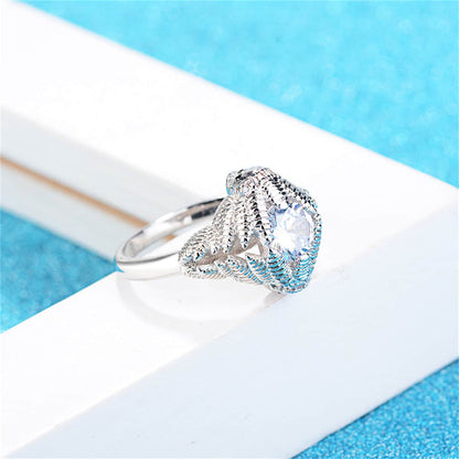 Crystal & Silvertone Skull Ring-2