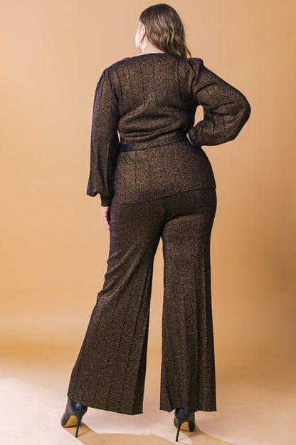 Stunning Stance Metallic Sweater Tunin and Pant Set