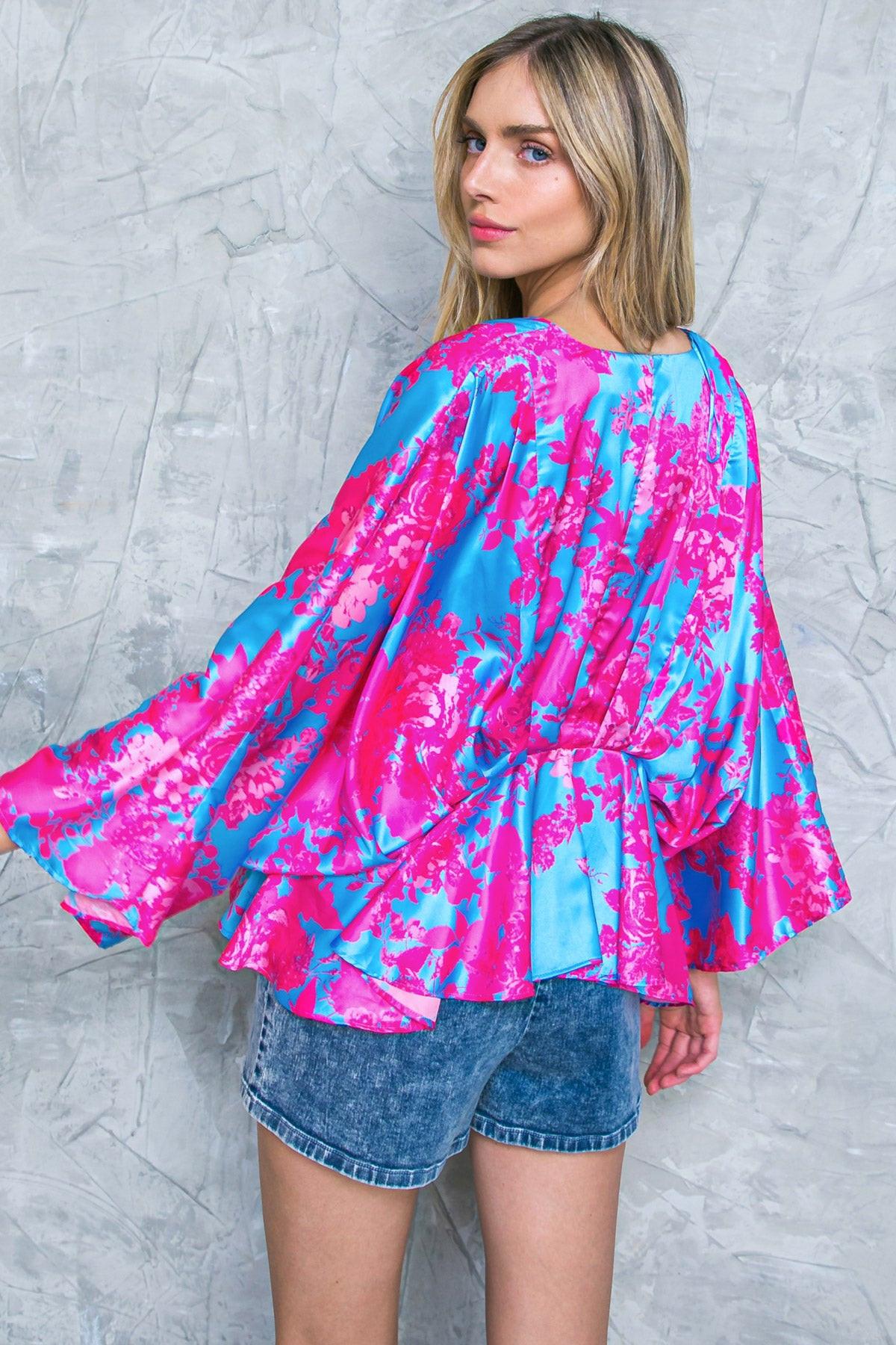 Here We Go Again Blue Woven Top