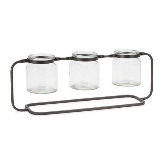 Melrose International Bottle Vases in Iron Stand 19.75"L