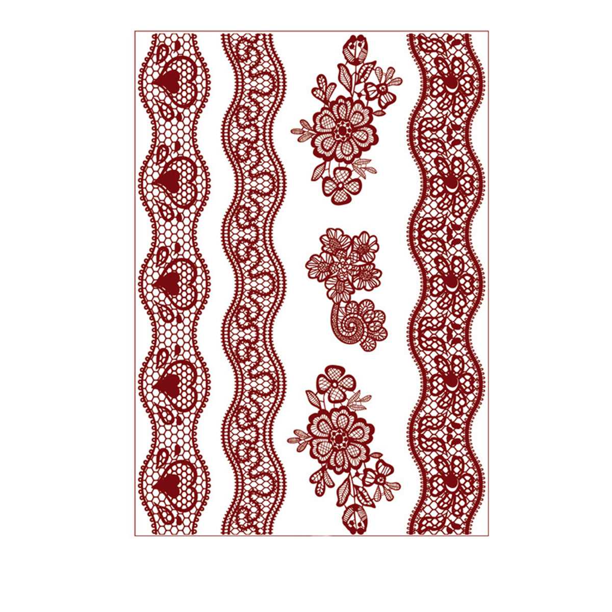 Red Heart Flower Temporary Tattoo Sheet