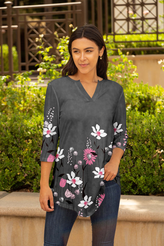 Grey and Pink Floral-