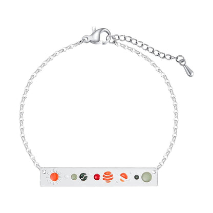 Orange & Silvertone Celestial ID Bracelet