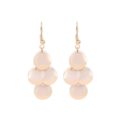White Sequin & Goldtone Drop Earrings