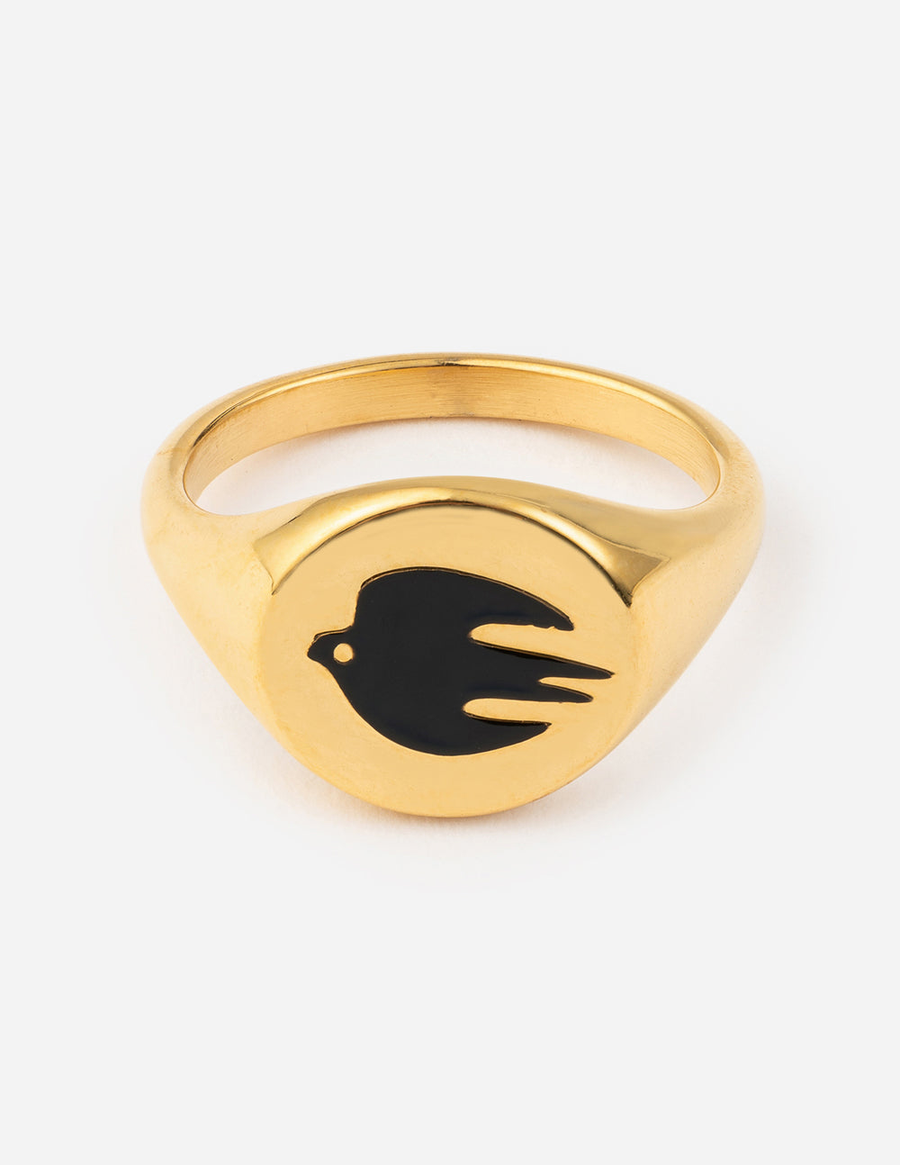 Elevated Faith Black Enamel Gold Dove Ring