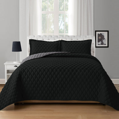 Elegant Comfort 3-Piece Diamond Quilted Reversible Bedspread Coverlet Set