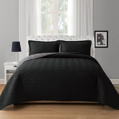 Elegant Comfort 3-Piece Majestic Quilted Reversible Bedspread Coverlet Set