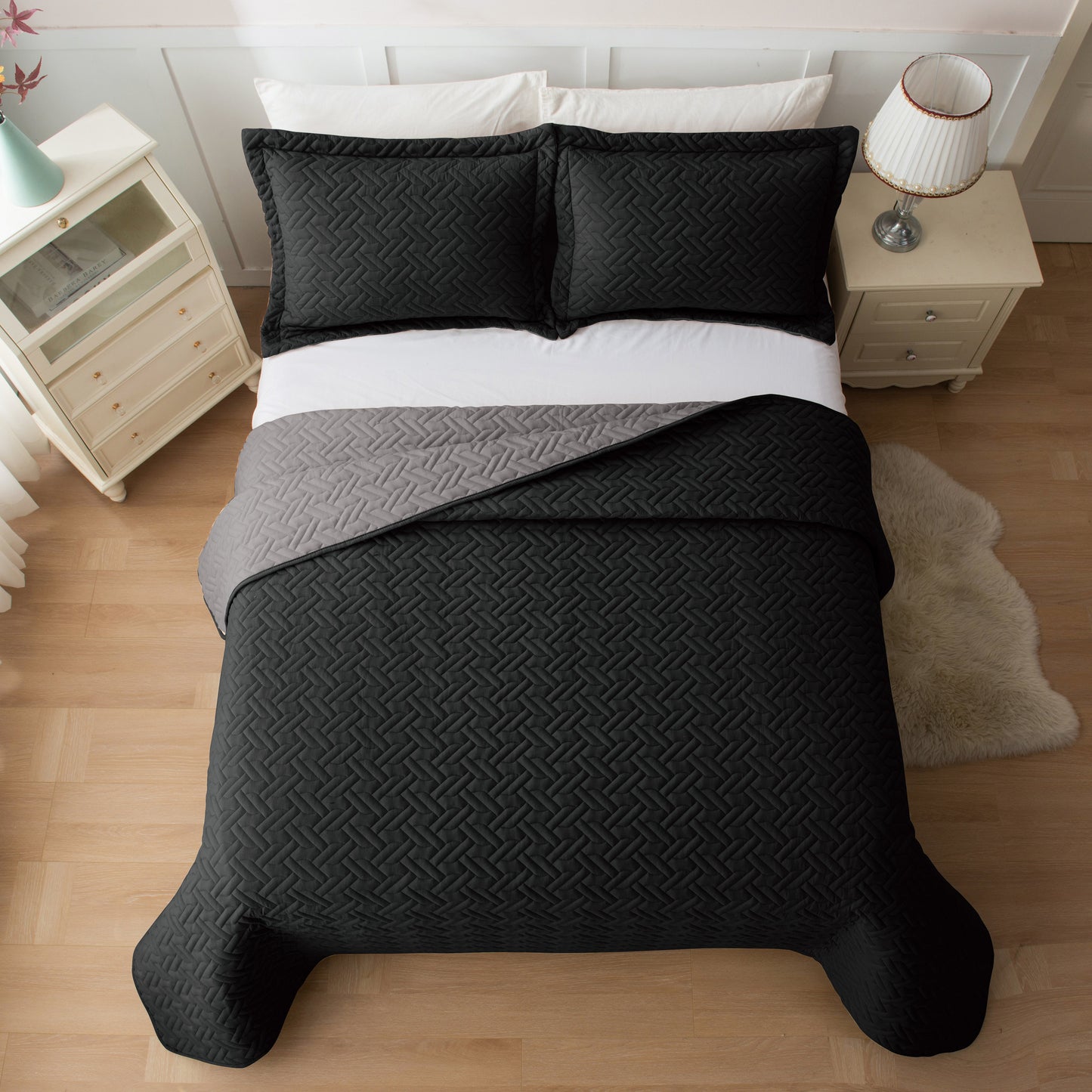 Elegant Comfort 3-Piece Majestic Quilted Reversible Bedspread Coverlet Set