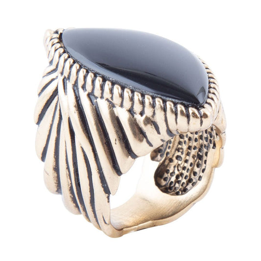 Black Onyx Golden Statement Rings