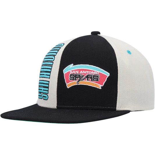 Men's Mitchell & Ness NBA Pop Panel Snapback Hwc Spurs - Off White-Black