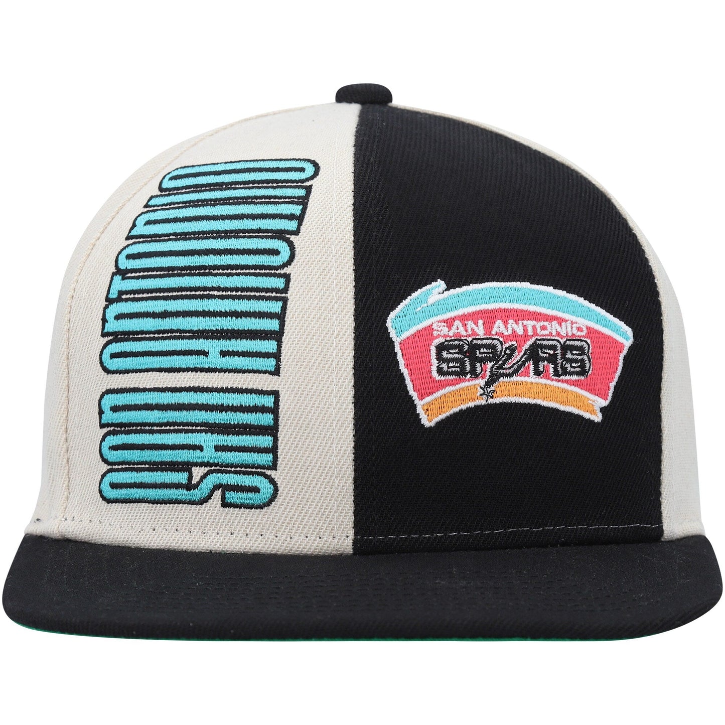 Men's Mitchell & Ness NBA Pop Panel Snapback Hwc Spurs - Off White-Black