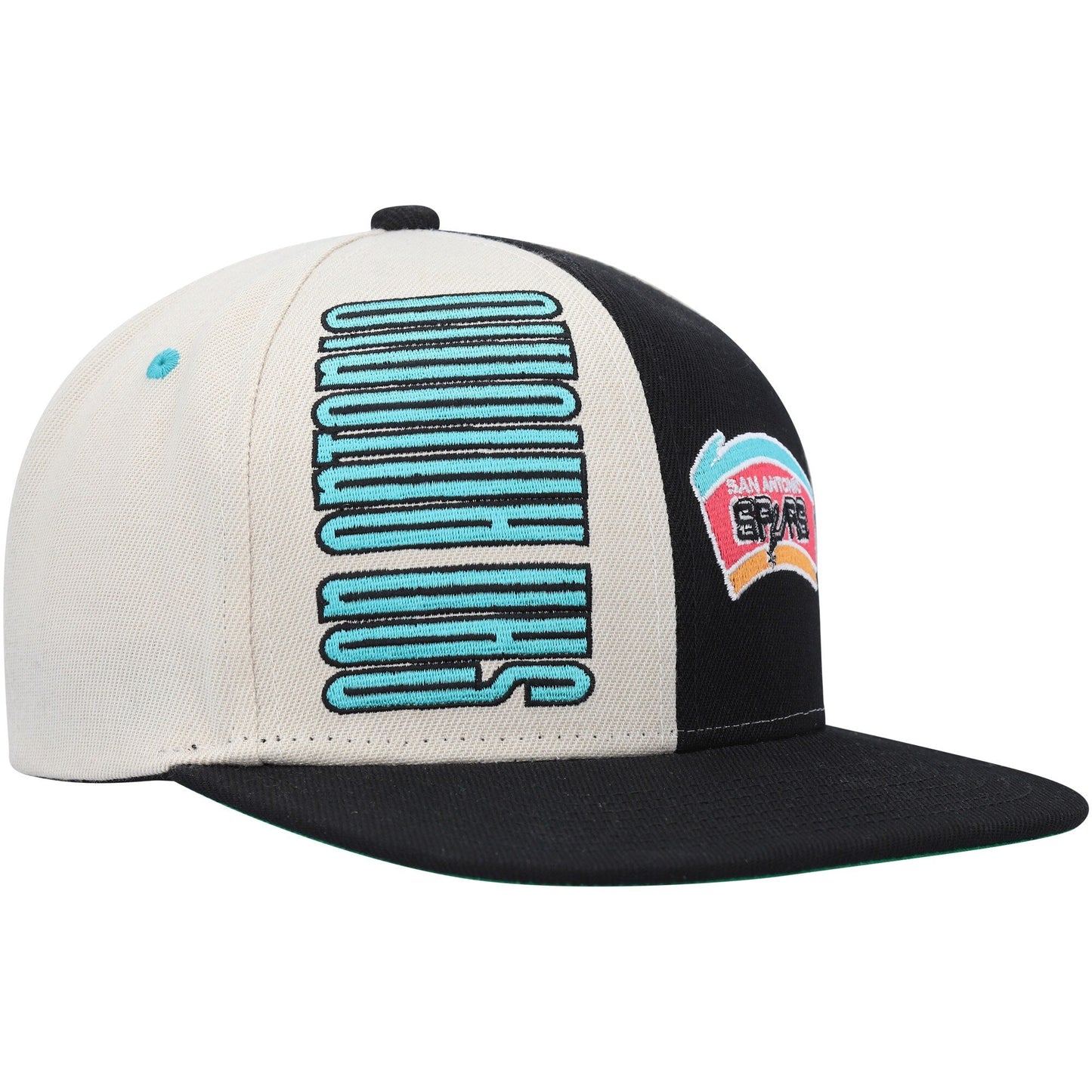 Men's Mitchell & Ness NBA Pop Panel Snapback Hwc Spurs - Off White-Black