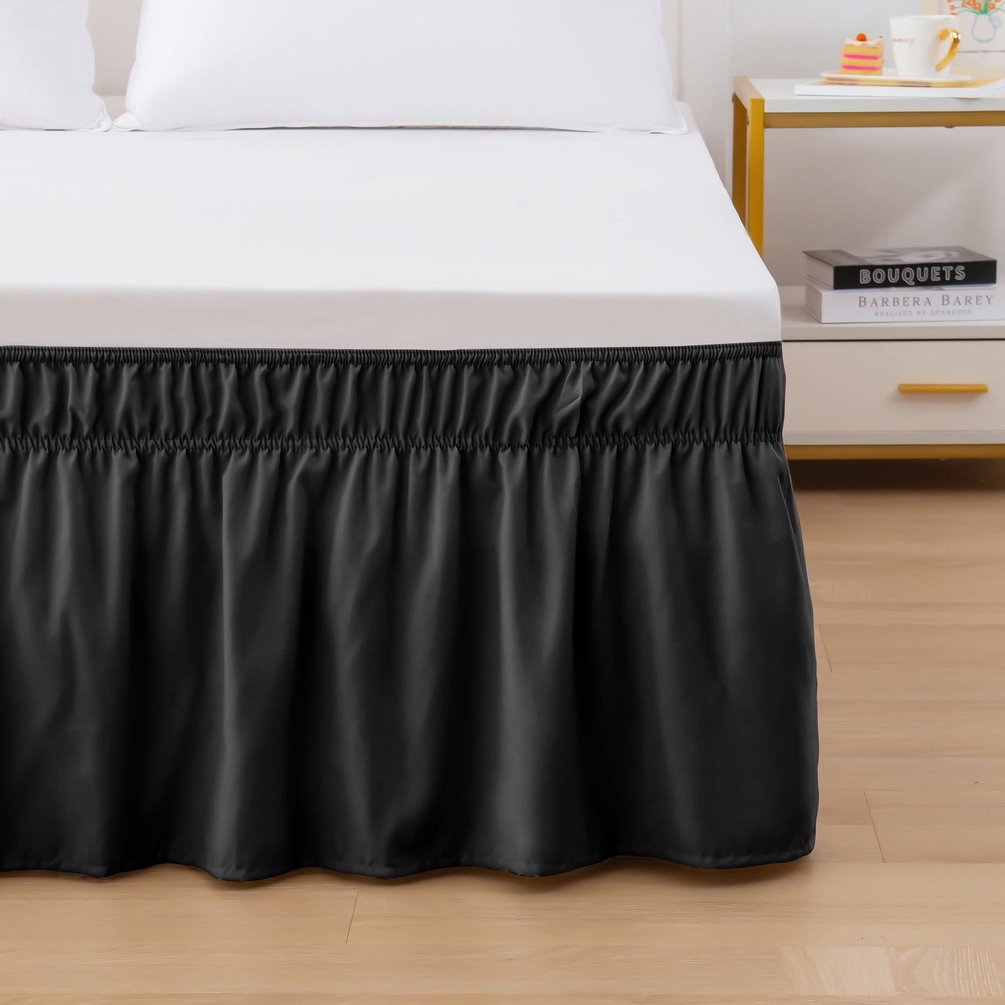 Elegant Comfort Ruffle Bed Skirt - Around Style Elastic Bed Wrap - 16 inch Drop