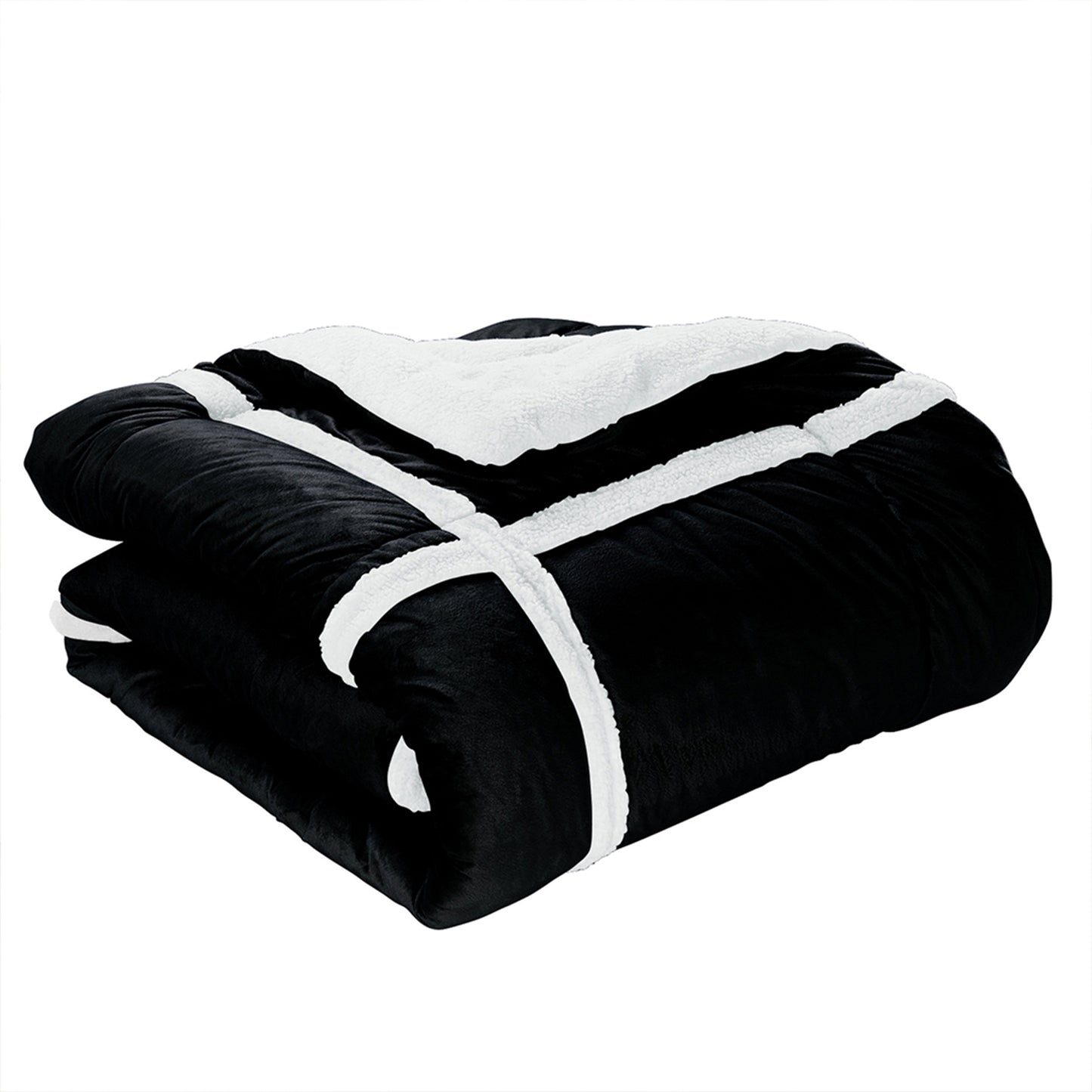 Elegant Comfort 3-Piece Stripe Micro-Suede Reversible Sherpa - Comforter Set