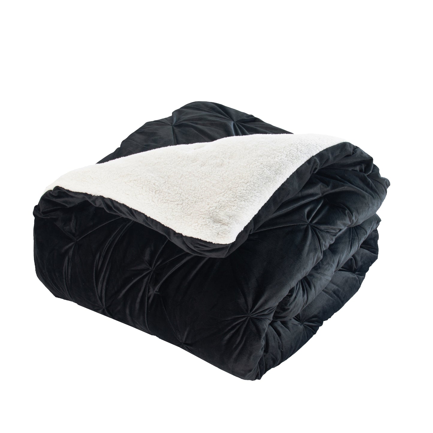 Elegant Comfort 3-Piece Pinch Pleated Micro-Suede Reversible Sherpa - Comforter Set
