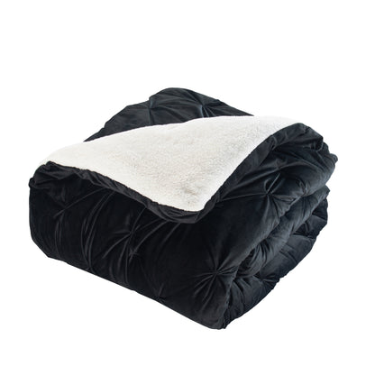 Elegant Comfort 3-Piece Pinch Pleated Micro-Suede Reversible Sherpa - Comforter Set