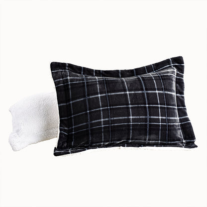 Elegant Comfort 3-Piece Plaid Micro-Suede Reversible Sherpa - Comforter Set
