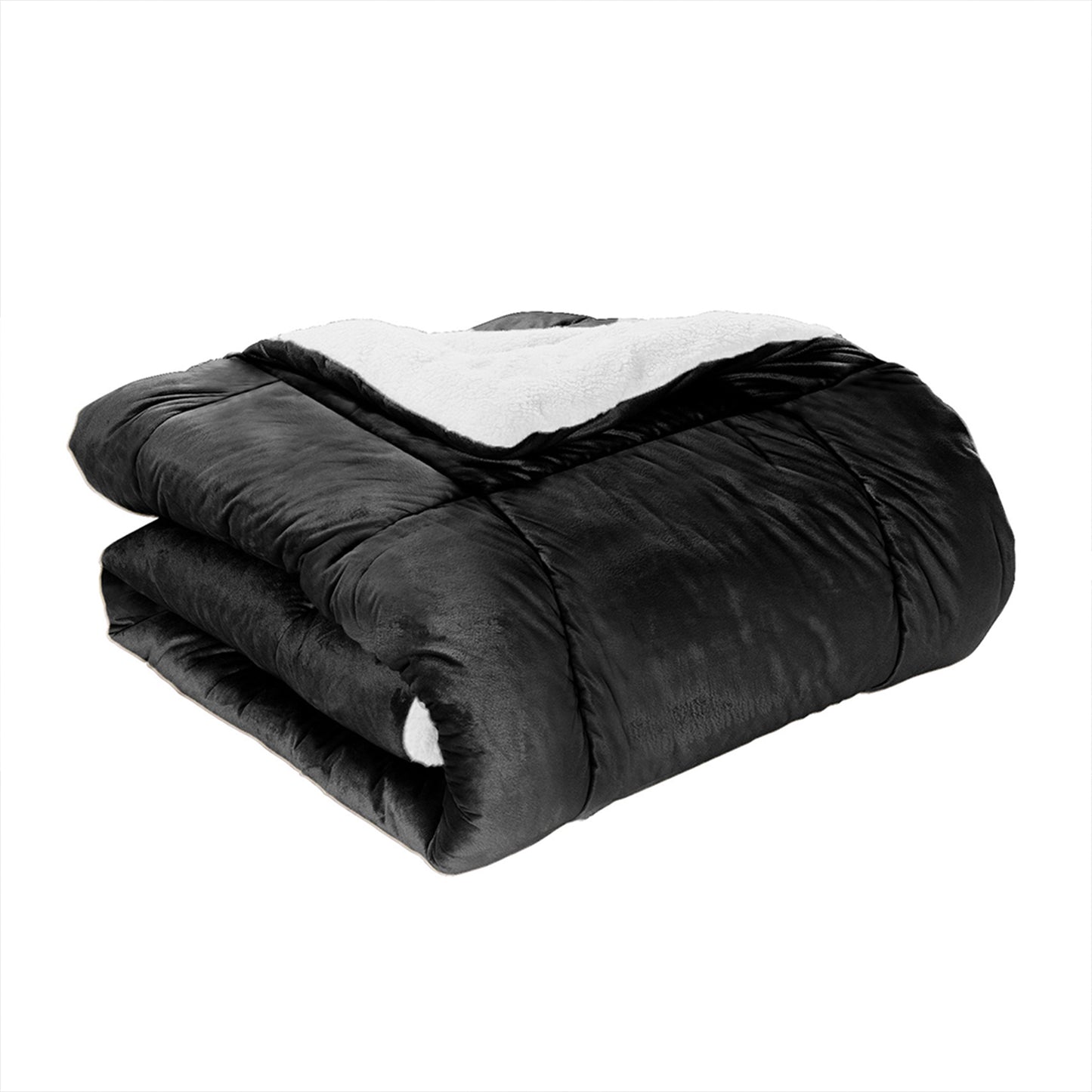 Elegant Comfort 3-Piece Micro-Suede Reversible Sherpa - Solid Color Design Comforter Set