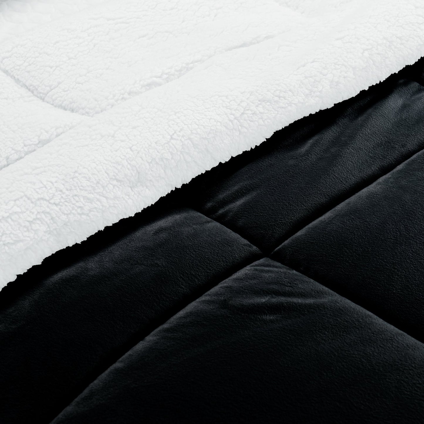 Elegant Comfort 3-Piece Stripe Micro-Suede Reversible Sherpa - Comforter Set
