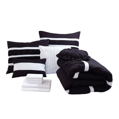 Elegant Comfort 12-Piece Isabella Pleated Ruched Ruffled Comforter Set, Includes 6-Piece Sheet Set with Double Sided Storage Pockets