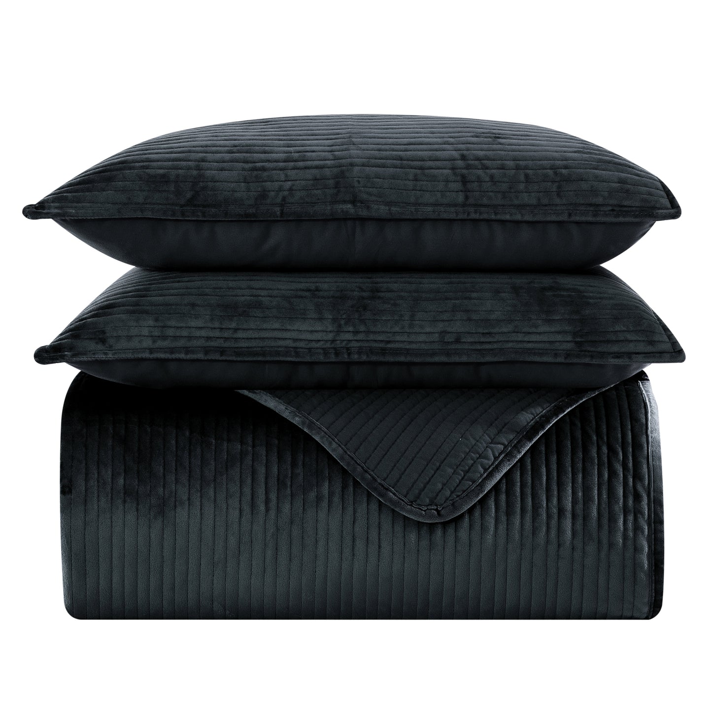 Elegant Comfort 3-Piece Velvet Corduroy Stripe Quilted Bedspread Coverlet Set