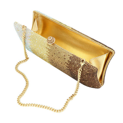 Bling Ombre Rhinestone Evening Clutch Tote Bag