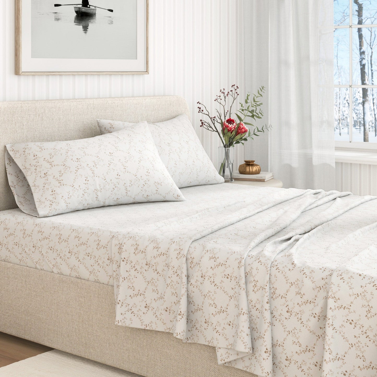 Turkish Cotton Flannel Sheet Set - Winter Floral Collection