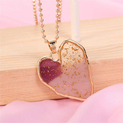 Goldtone & Light Pink Heart Pendant Necklace