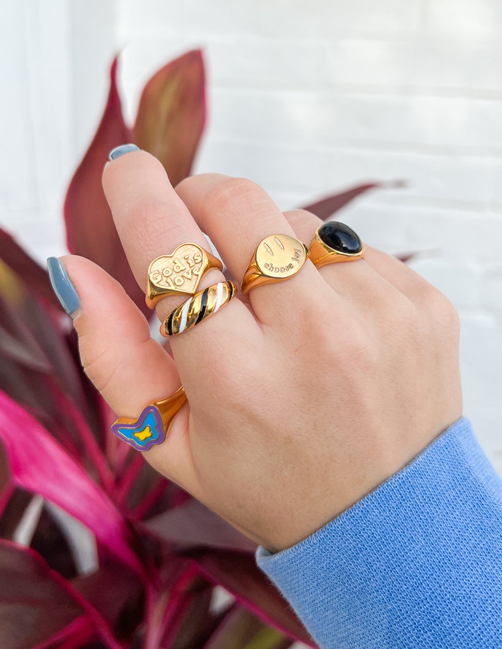 Elevated Faith Blue Enamel Butterfly Ring