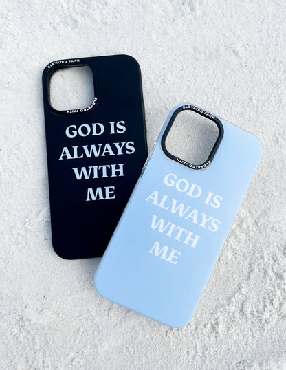 Elevated Faith Blue God is Always With Me Phone Case