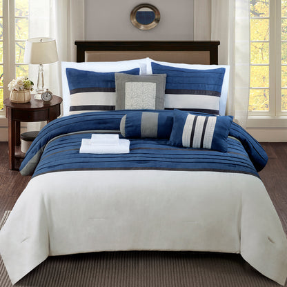 Elegant Comfort 12-Piece Cirena Micro suede Comforter Set, Includes 6-Piece Sheet Set with Double Sided Storage Pockets