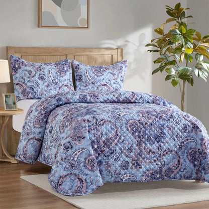 Elegant Comfort 3-Piece Paisley Quilted Reversible Bedspread Coverlet Set