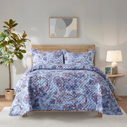 Elegant Comfort 3-Piece Paisley Quilted Reversible Bedspread Coverlet Set