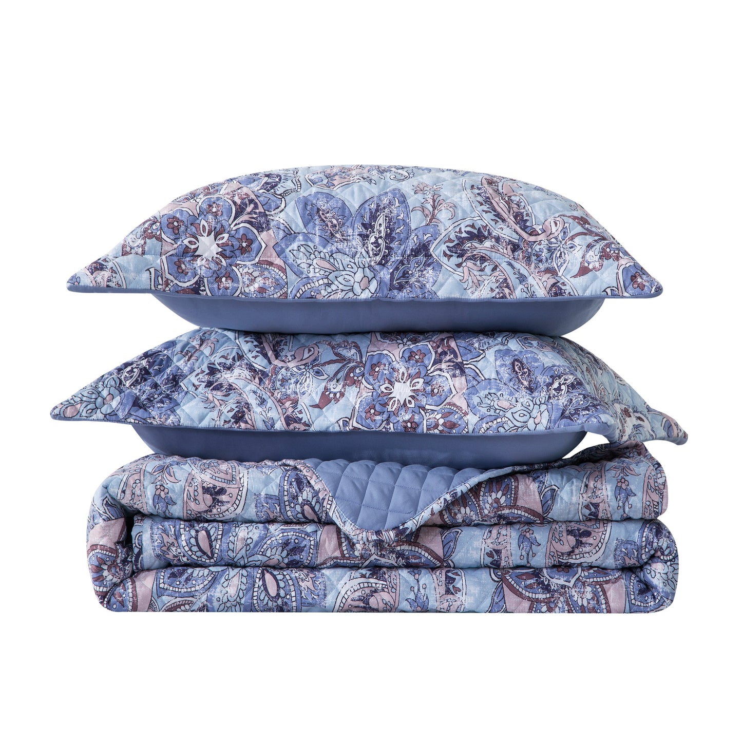 Elegant Comfort 3-Piece Paisley Quilted Reversible Bedspread Coverlet Set