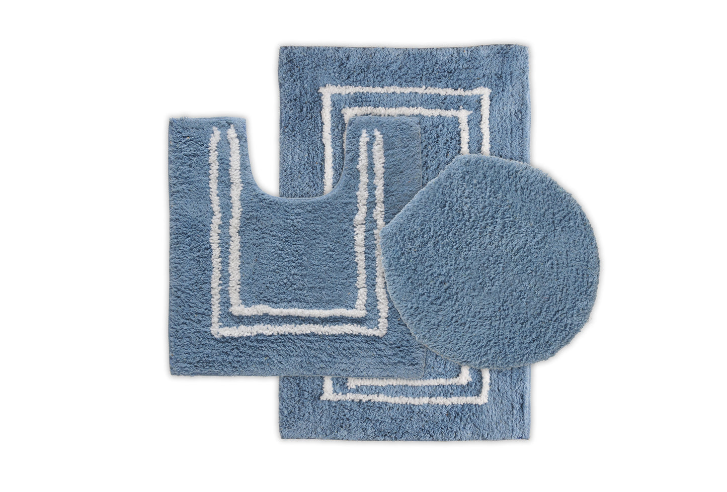 St Mary's Tufted 3 Piece Cotton Bath Rug Set With Lid