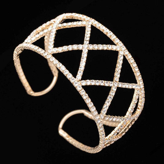 Cubic Zirconia & Goldtone Crisscross Cuff