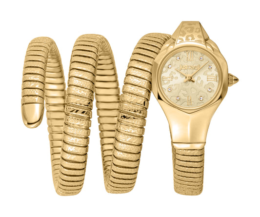 Jc1l271m0025 Just Cavalli Women’s Gold Stainless Steel Snake Watch with Champagne Dial