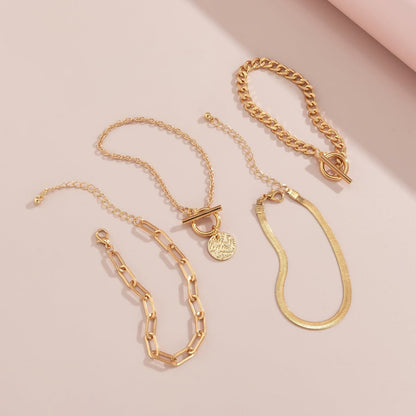Goldtone Chain Adjustable Bracelet Set