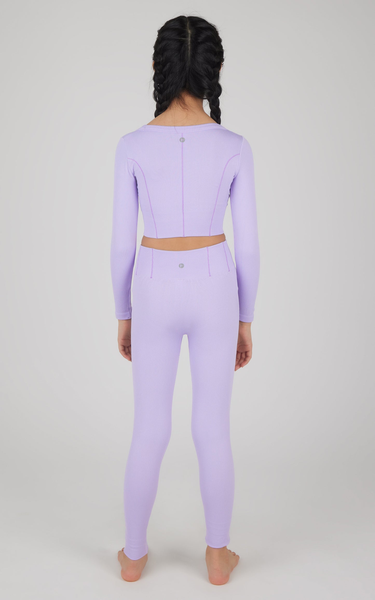 Girls 2 PC Seamless Ribbed Long Sleeve Top and Legging Set
