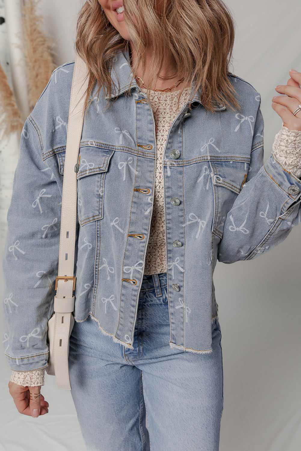 Threaded Pear Amelia Wash Raw Hem Jacket