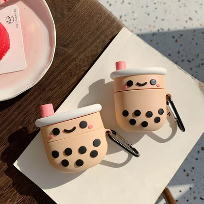 Soft Boba Tea AirPods Cover – For 1, 2, 3, or Pro with Keyring