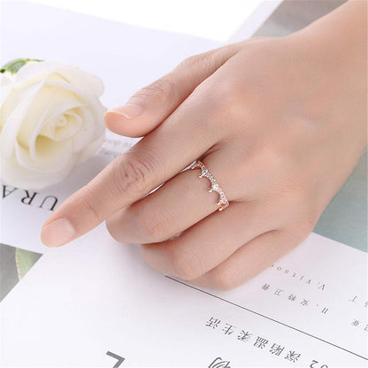 Cubic Zirconia & Rose Goldtone Crown Band Ring-3