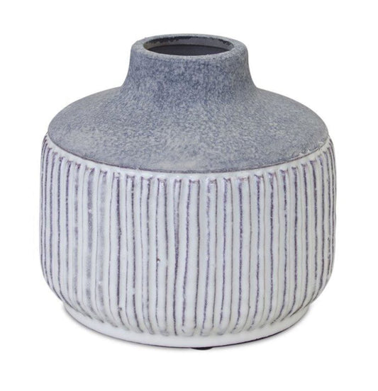 Melrose International Modern Grey Terra Cotta Vase with Glazed Accent 6"H