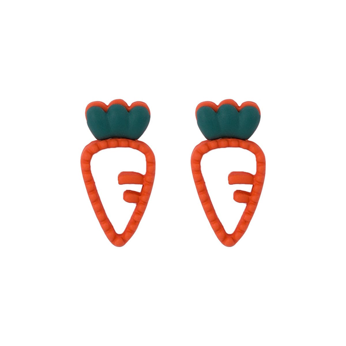 Orange Enamel & Goldtone Carrot Stud Earrings