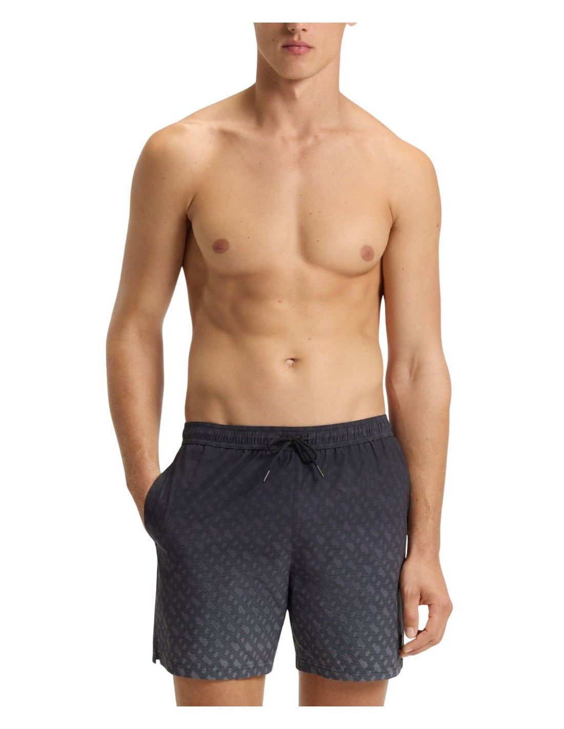 Boss Vale Monogram Print Shorts - Black